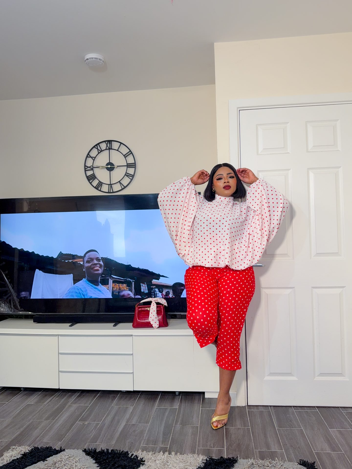 The red and White Polka dot Capri Set